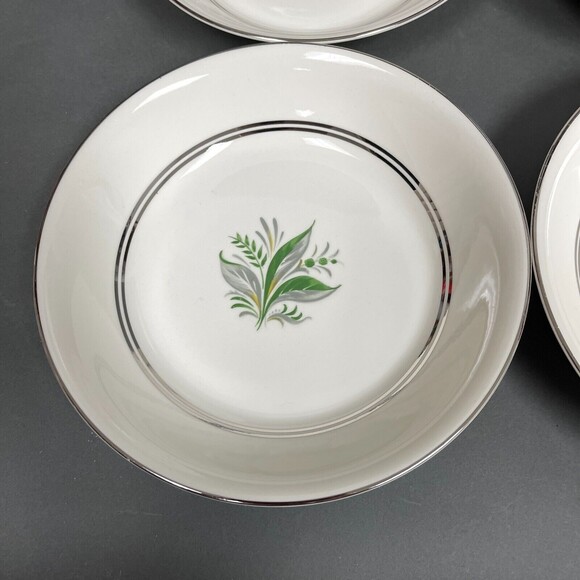 Pope Gosser Encore Soup Cereal Bowls Platinum Trim 7 5/8" across Lot of 5 - Picture 6 of 9